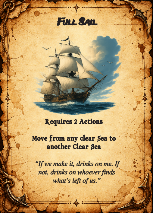 Full Sail treasure card with artwork and game instructions