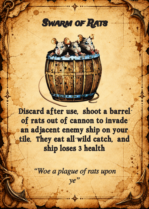 Swarm of Rats treasure card with artwork and game instructions